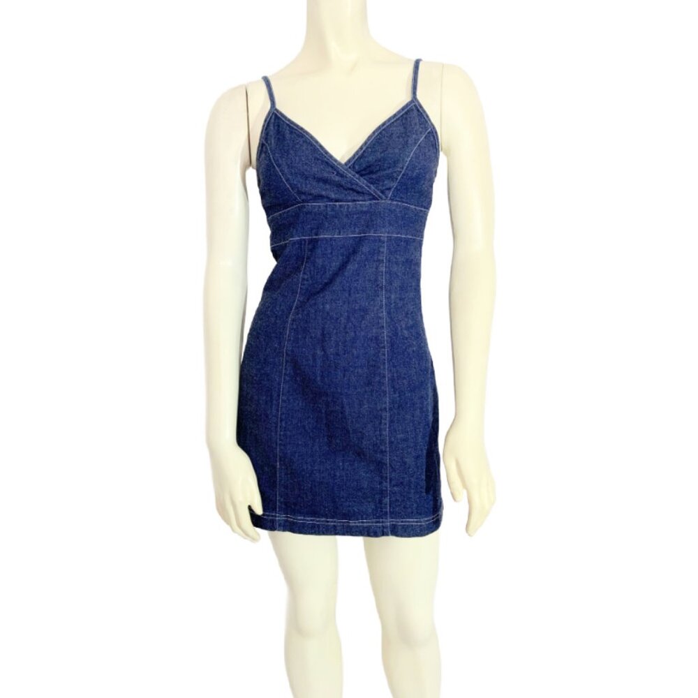 Vintage Y2K Dark Denim Mini Dress / size Small